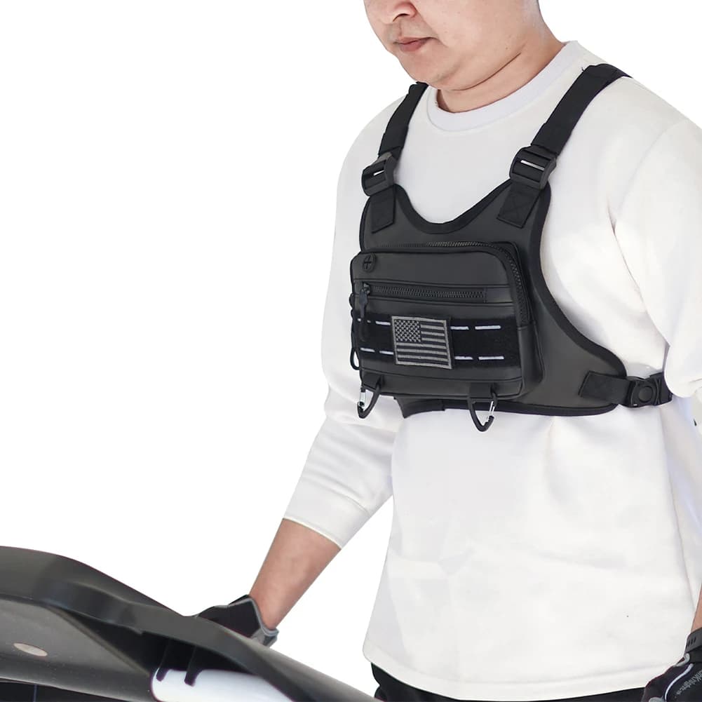 Unisex Sports Chest Bag with Adjustable Straps Lightweight Front Vest Bag Large Capacity Outdoor Cycling Climbing Bag