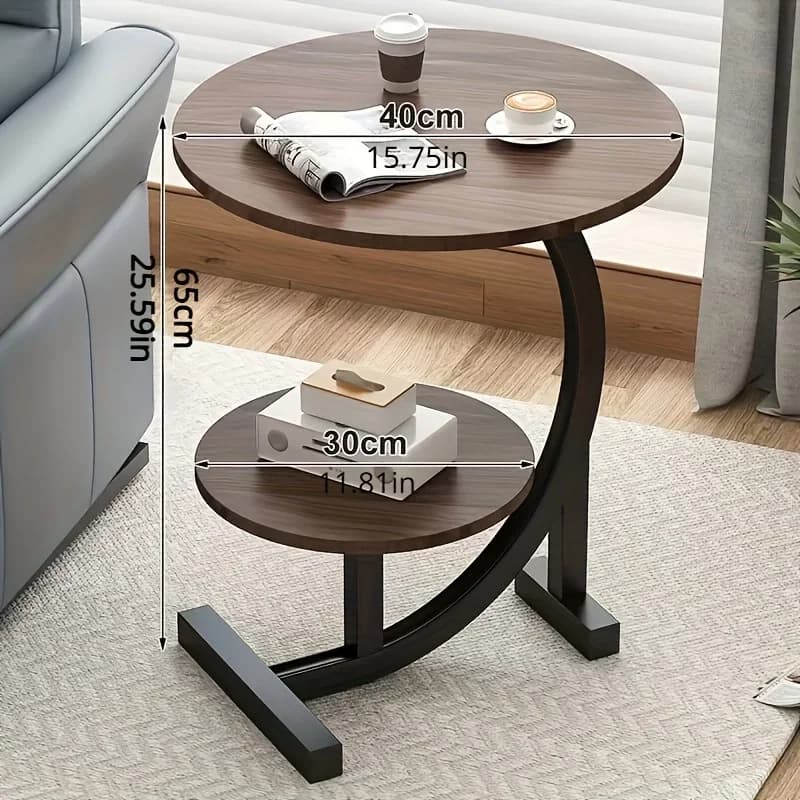 C-Shaped Side Table Metal Frame Sofa Table Tea Table for Living Room Bedroom Home Office Decorative