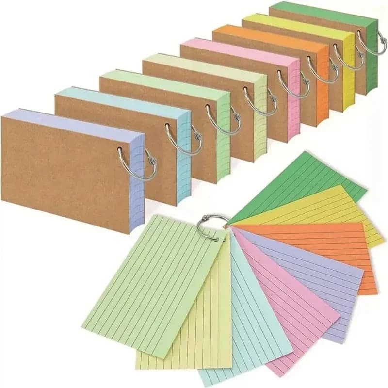 1Pcs Binder Horizontal Line Memo Book Loose-Leaf Index Cards Flash Cards Small Revision Cards for Study Office NotePads