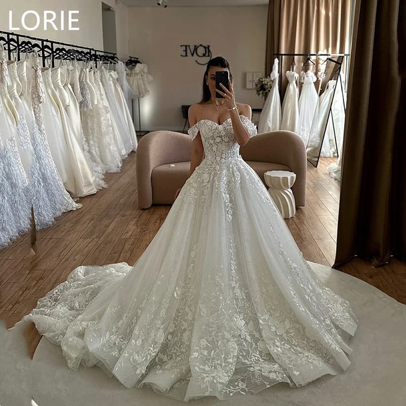 LORIE A-line Lace Appliques Sexy Wedding Dress Off Shoulder Sweetheart Wedding Gowns Backless Bride Gown Customized 2025
