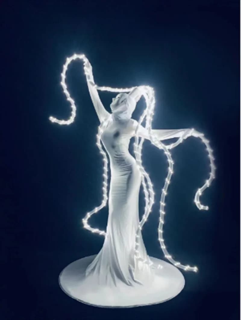 Bar nightclub GOGO show white LED octopus costume LED luminous skirt Halloween party cosplay dress