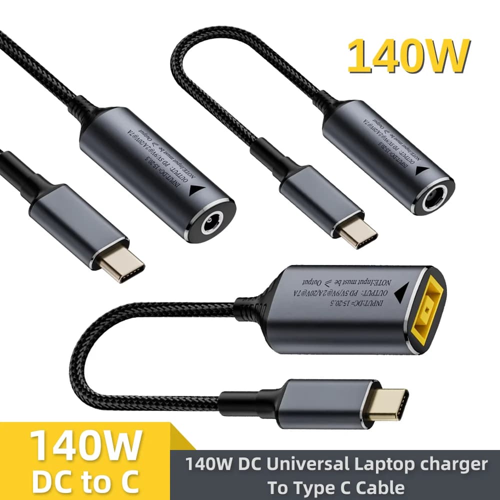 140W Universal Laptop 5V 9V 20V DC Female to USB C Type C PD Power Adapter Converter Fast Charging Cable for Macbook Huawei