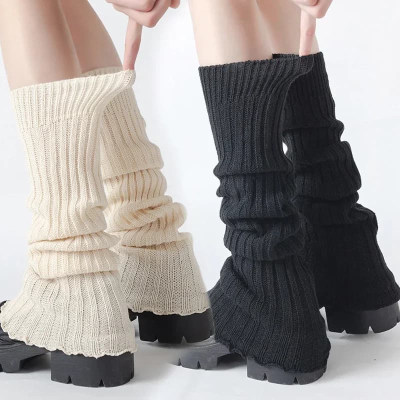 2025 Spring Lolita Leg Warmers Socks Female Knitted Warm Foot Cover Women Warmer Lady Autumn Crochet Heap Heap Socks Boot Cuffs