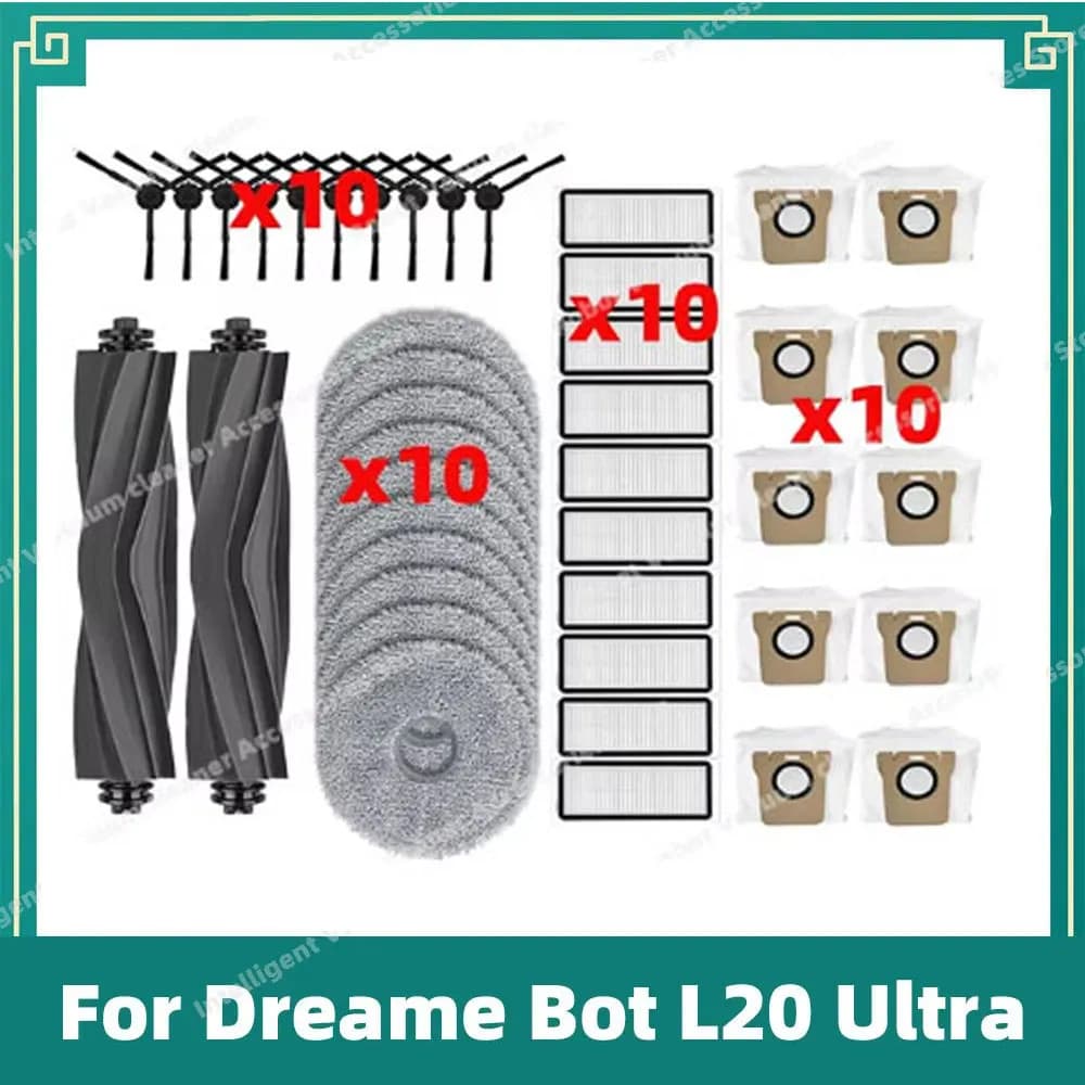 Fit For Dreame Bot L20 Ultra / L30 Ultra / X20 Pro Main Side Brush Mop Cloths HEPA Filters Dust Bags Replacement Parts Accessory