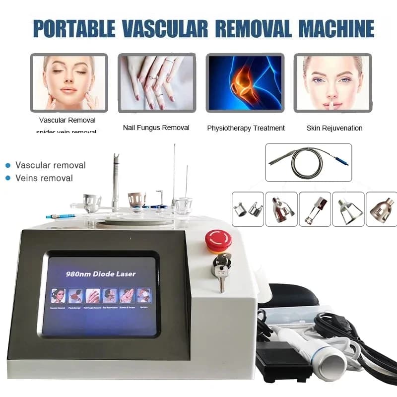 2025 NEW Semiconductor laser 6-in-1 980nm laser for removing fat, spider nevi, vascular cleaning, nail fungus beauty machine