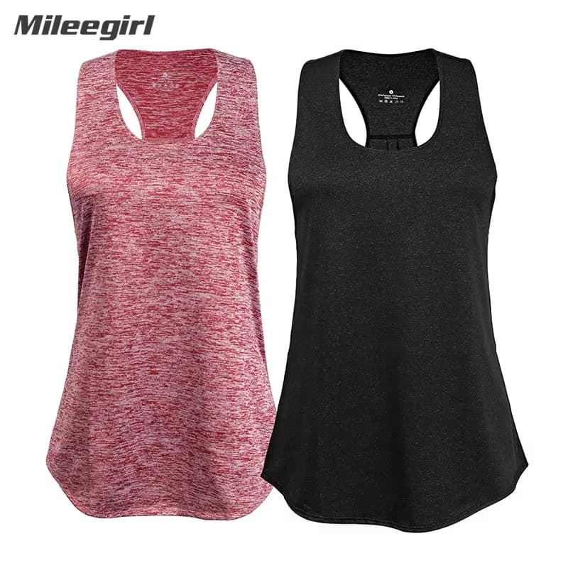 Mileegirl Sleeveless Yoga Shirts Women Quick Dry Running Sports Tank Top Sleeveless Fitness Gym Workout Top Yoga Vest