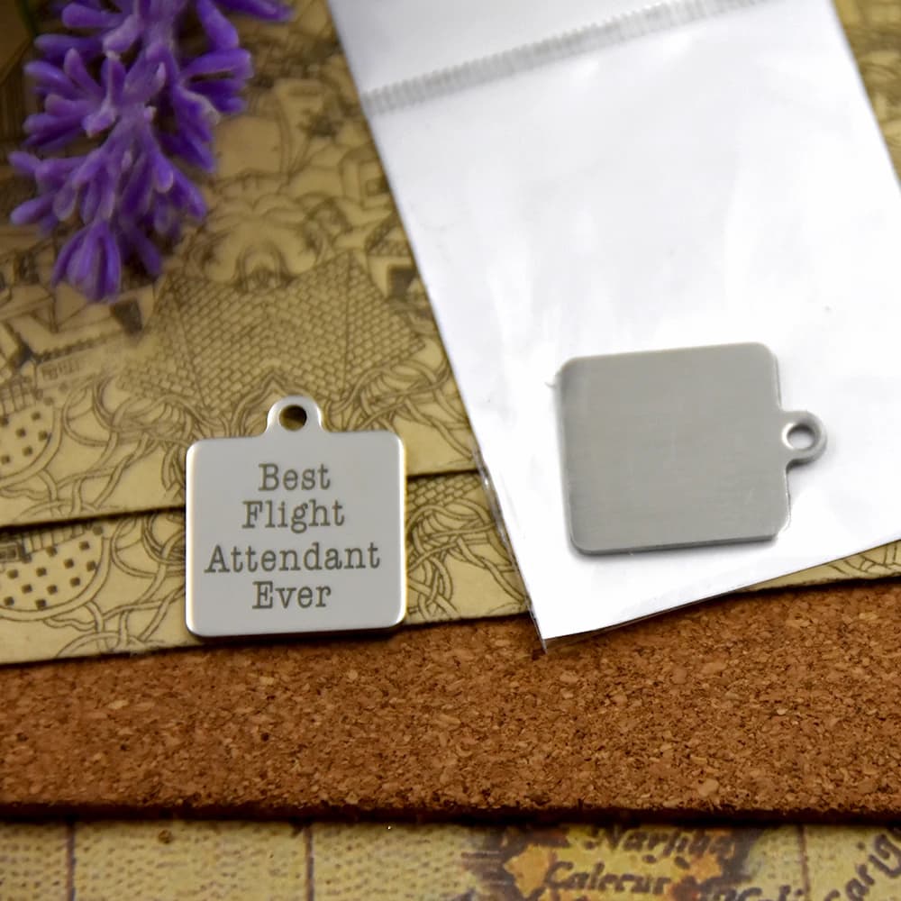 10pcs/lot " Best Fight Attendant Ever"Stainless Steel Charms Pendant For Jewelry Making DIY Findings Accessories Wholesale