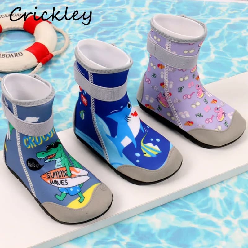 Cartoon Children Ankle Aqua Shoes Shark Dinosaur Rabbit Boys Girls Beach Slippers Quick Dry Non Slip Kids Swimming Shoes