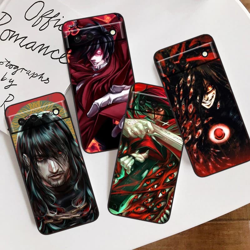 H-Hellsing Cool Cute For Google Pixel 9 8 7A 7 6A 6 5A 5 4 4A XL 5G Black Silicon Shockproof Shell Soft Phone Case