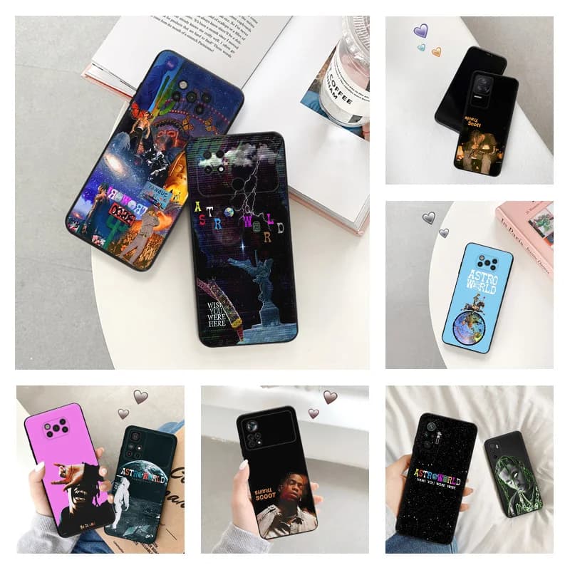 Black Matte Phone Case For Xiaomi Mi Poco X5 C55 C50 C40 X4 Pro X3 NFC M5 M4 5G F4 GT F3 M3 F1 M5S Travis Scott Soft Cover
