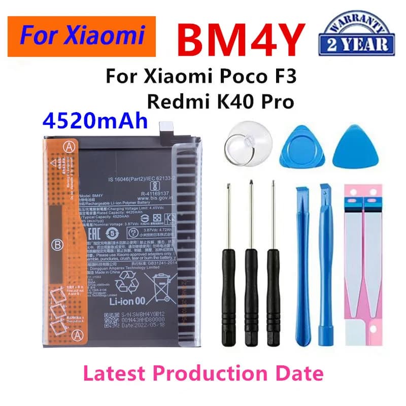 Brand New BM4Y 4520mAh Battery For Xiaomi Poco F3 /Redmi K40 Pro/ K40 Pro Phone Replacement Batteries+Tools