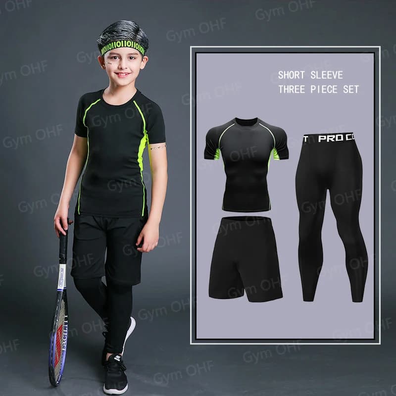 Kids Compression Shirt Boys Sport Training T shirt And Shorts Boys Gymnastics Clothing Children's Soccer Training In 2022 New
