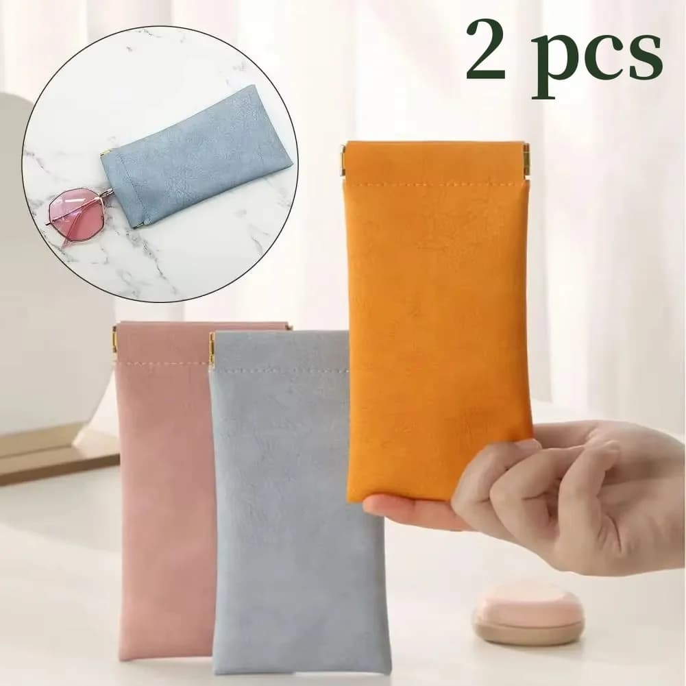 2pcs Automatic Closed Sunglasses Case PU Leather Glasses Storage Bag Waterproof Glasses Protective Cover Eyewear Storage Bag