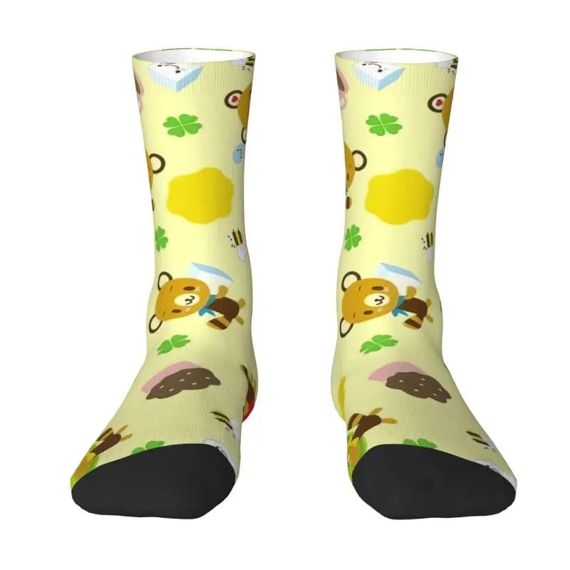 Custom Disney Cartoon Tenorikuma Sanrio Anime Bear Men's Crew Socks Unisex Kawaii 3D Print Dress Socks