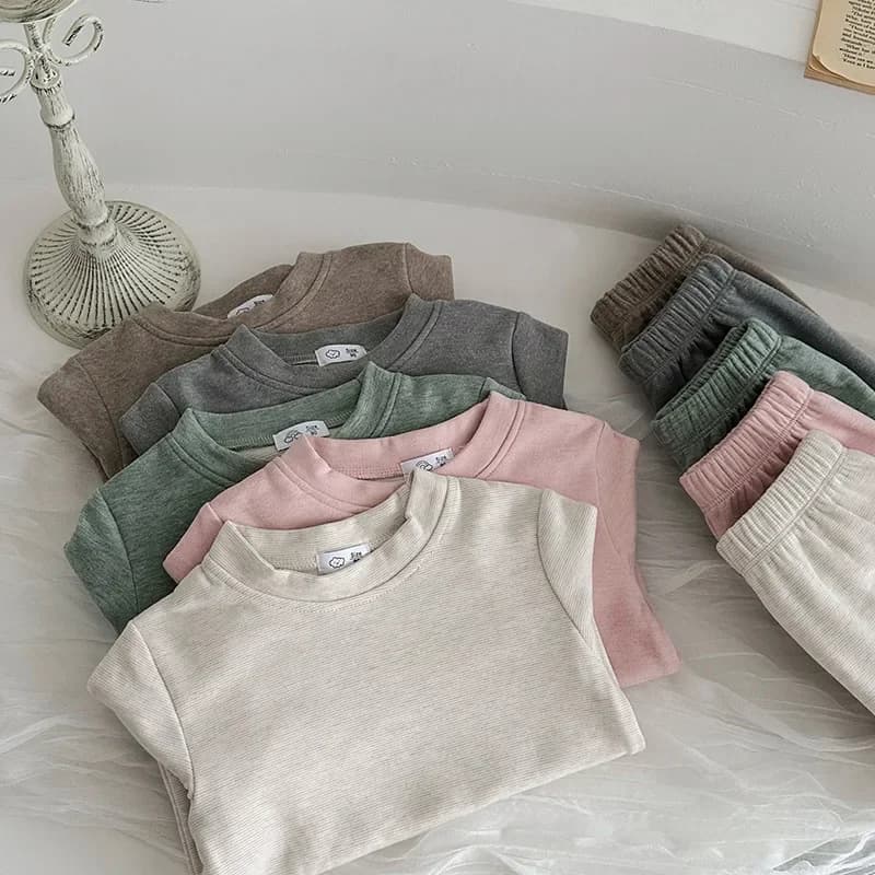 2-10T Toddler Kid Baby Boy Girl Clothes Set Long Sleeve Cotton T Shirt Top Pant Suit Casual Pj Set Home Wear Outfit