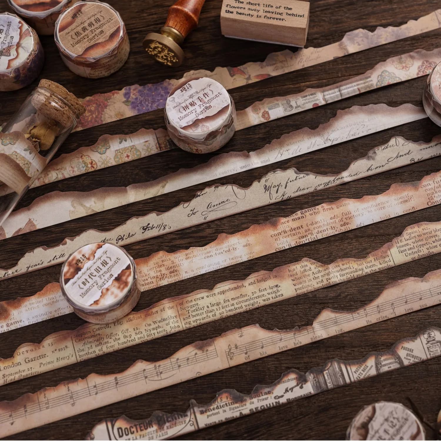 Vintage Old Burned Washi Tape Antique Looking Scrapbook Masking Tape Decorative Adhesive Tape For Journal Diary Planner Craft