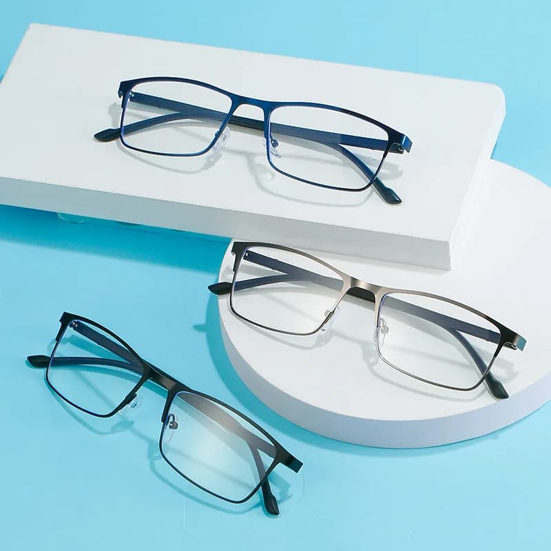 Men Myopia Glasses Business Anti Blue Light Eyeglasses Male Metal Frame Optical Nearsighted Eyewear -1.0 -1.5 -2.0 -2.5 To -6.