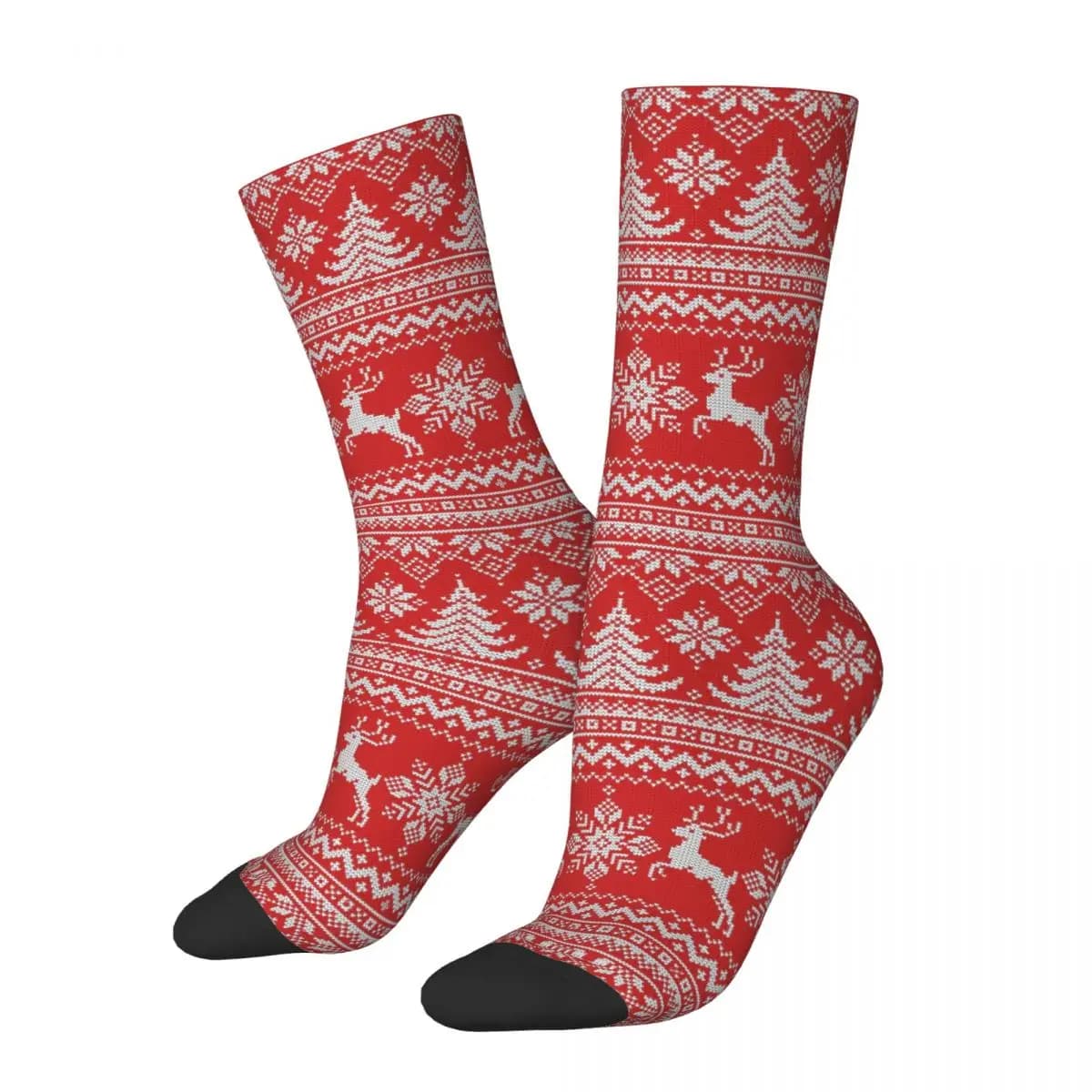 Autumn Winter Funny Women Men Red Christmas New Year Socks Deer Tree Snowflakes Sweat Absorbing Basketball Socks