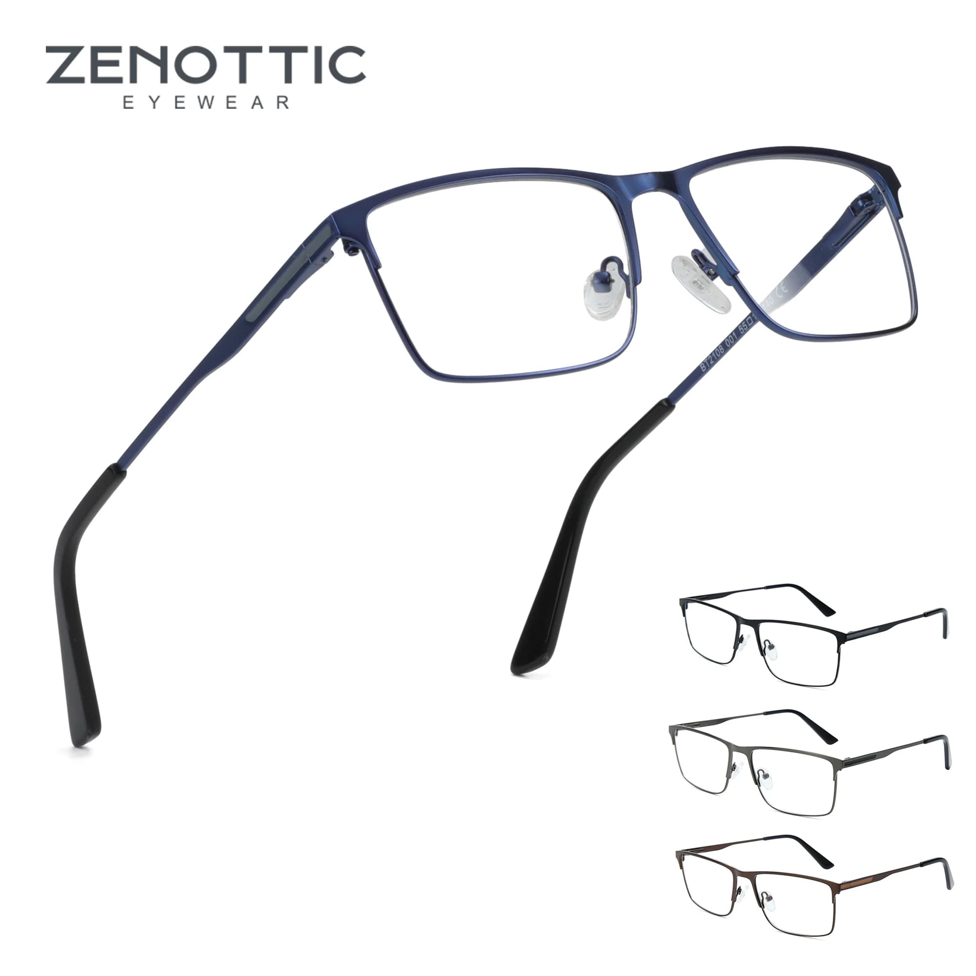ZENOTTIC Men Titanium Alloy Optical Glasses Frame Fashion Male Square Eyewear Ultralight Metal Non-Prescription Eyeglasses
