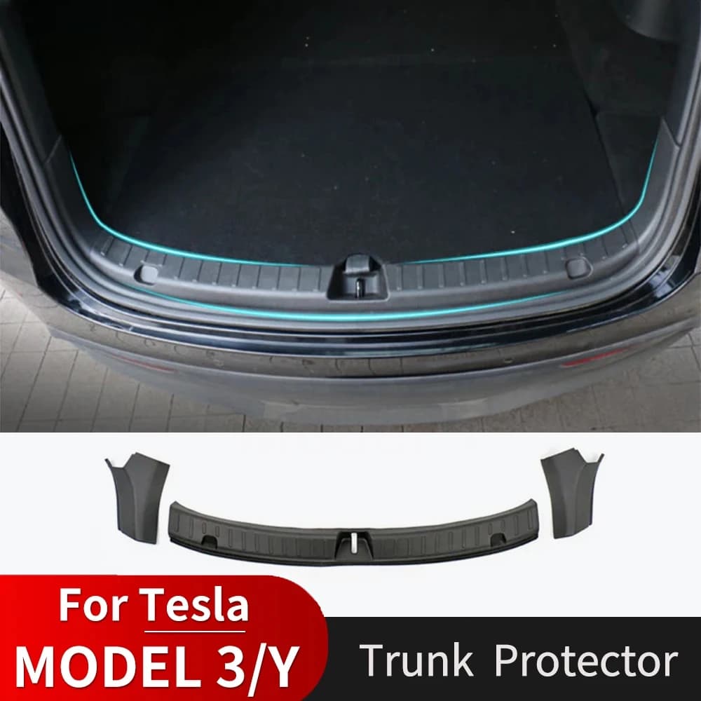 Trunk Sill Plate Cover TPE Rubber Protector for Tesla Model Y 2024-2021 Threshold Bumper Guard Anti-dirty Pad Prevent Scratching