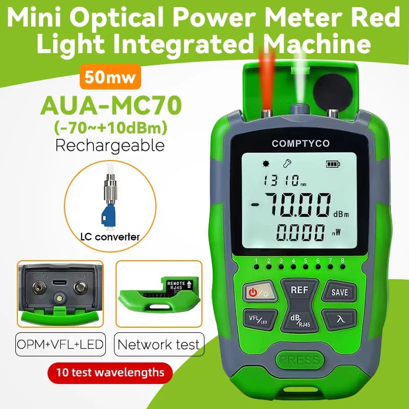 AUA-MC70 Optical Power Meter -70~+10dBm 4 in 1 Multifunction OPM Fiber Network Cable Tester VFL 1-50MW(optional)