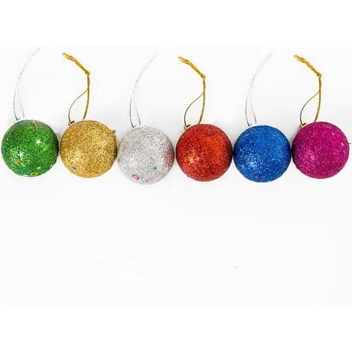 Partijet Christmas Pine Tree Ornament Colorful Silvery Ball 4 cm 6'lı