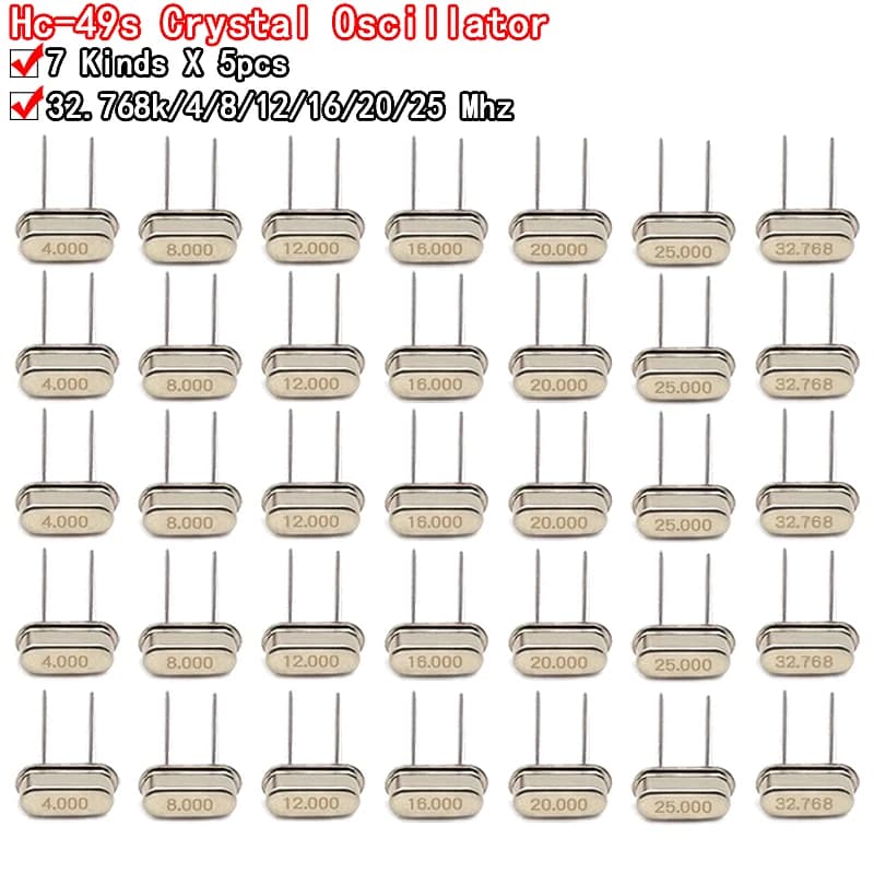 Hc-49s Crystal Oscillator Electronic Kit Resonator Ceramic Quartz Resonator Hc-49 Dip 7 Kinds X 5pcs 32.768k 4 8 12 16 20 25 Mhz