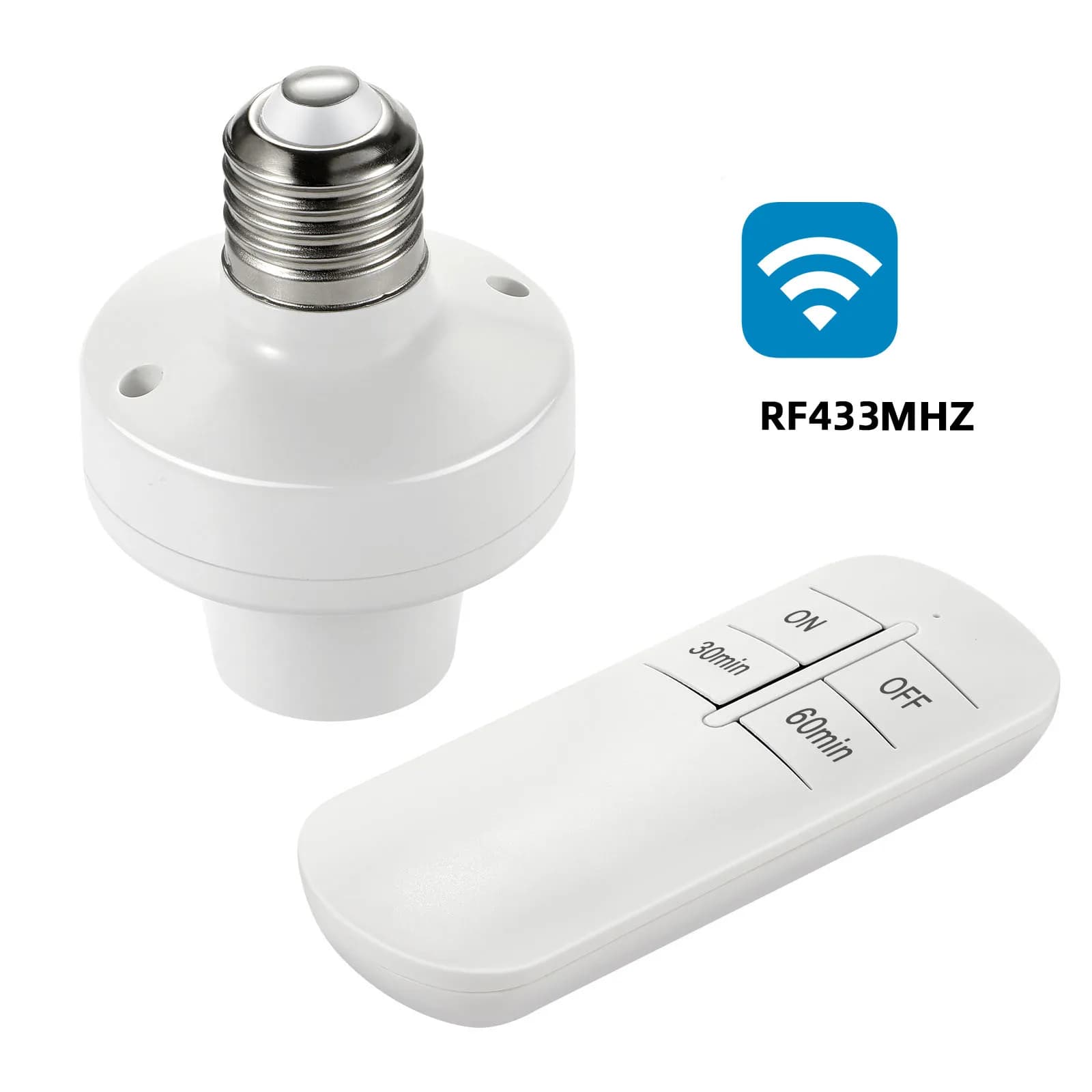 Wireless RF 433MHz Remote Control Smart Timer Switch E27 Lamp Holder LED Bulb Base AC85V~220V Light Switch Room Timer Switches
