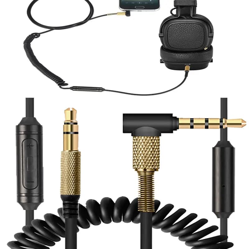 New Upgrade Spring Audio Cable for Marshall Major II 2 3 Monitor MID Headphones Cord with Mic Volume Control Headset Accessories
