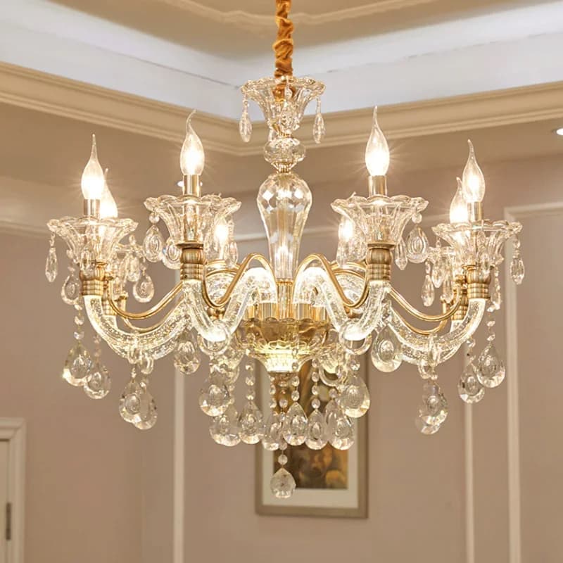 European style luxury luminous crystal chandelier living room dining room bedroom American style creative candle chandelier