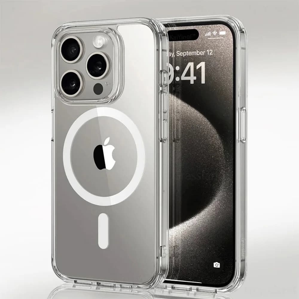 Magnetic Clear Slim Phone Cases for iPhone 15 Pro Max 14 Plus 13 12 11 Rugged Transparent Protective Phone Covers