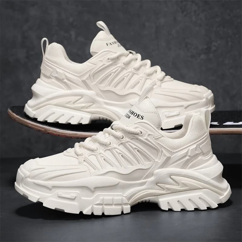 Men's Fashion White Shoes Casual Shoes Men Non-slip Outdoor Sports Shoes Breathable Running Sneakers Mesh Masculino Lace-up Flat