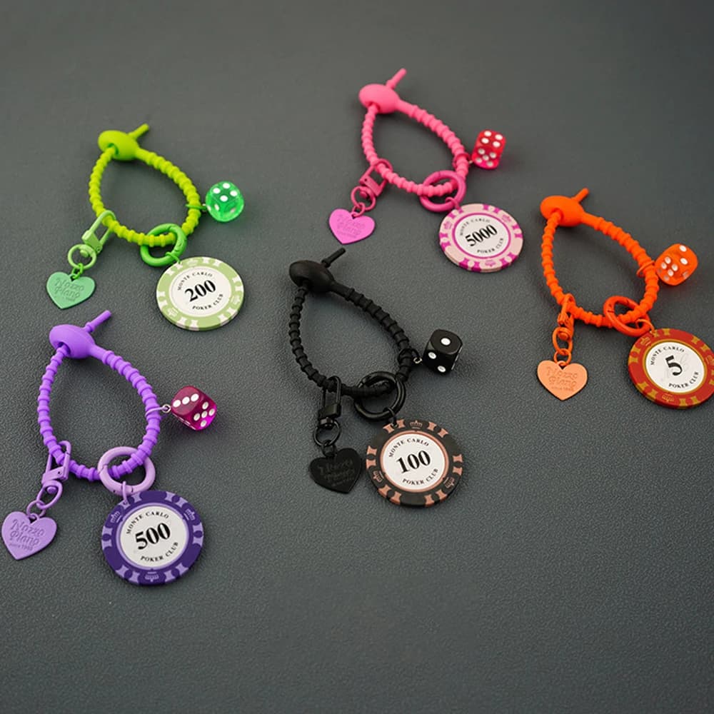 Good Luck Chip Keychain Pendant Club Number Plates Creative Backpack Bag Accessories Trendy Strategy Key Chain Dice Stylish Gift
