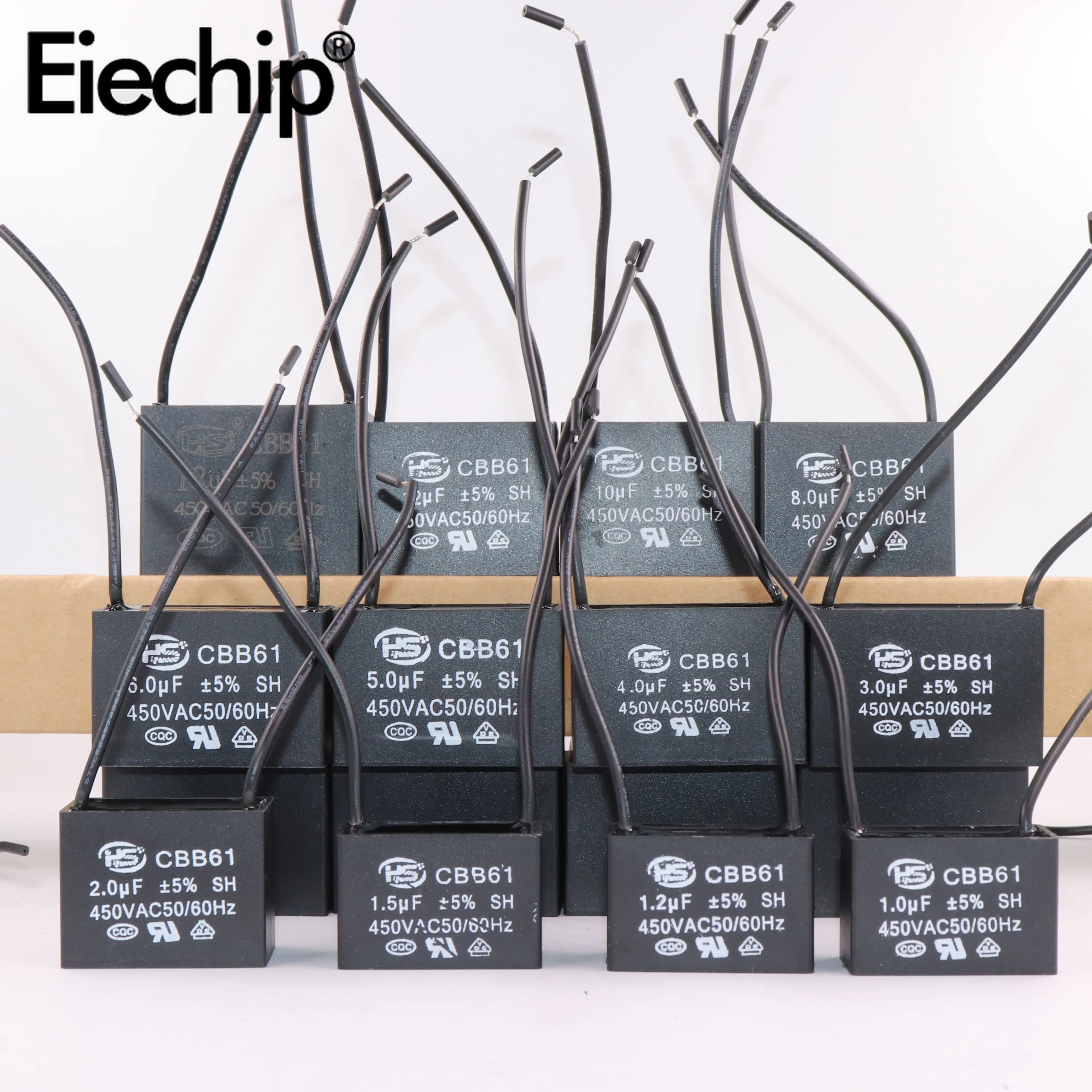 5PCS CBB61 Fan Starting Capacitor 450V 0.8uF 1uF 1.2uF 1.5uF 1.8uF 2uF 2.5uF 3uF 3.5uF 4uF 5uF 6uF 7uF 8uF 10uF Fan Ceiling