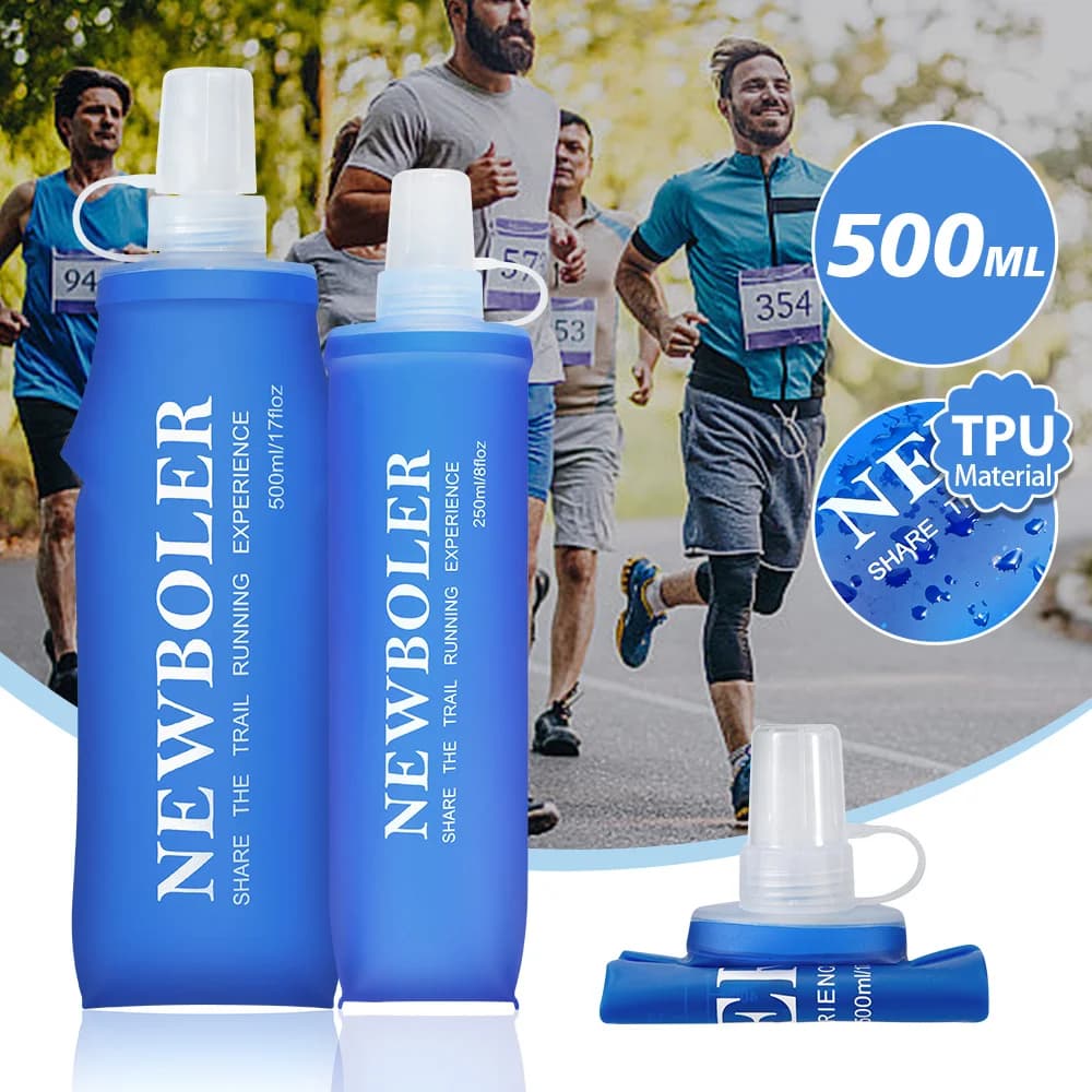 150/250/500ml Water Bottle TPU Folding Soft Flask Sport Water Bottle Water Bag Collapsible Water Bottle Running Camping Hiking