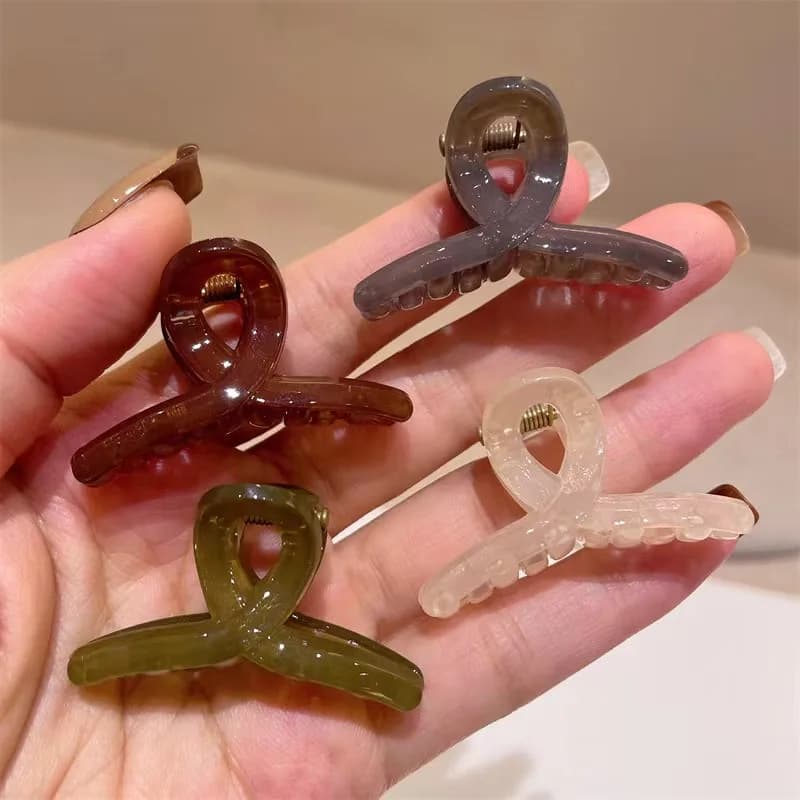 Simple And Sweet Cross-Grip Half-Tied Small Jelly-Colored Hair Clip For Broken Hair