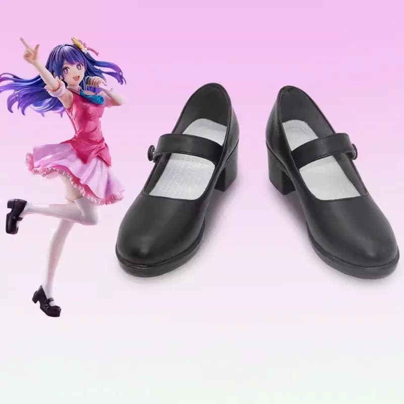 Anime Oshi no Ko Hoshino Ai Cosplay Shoes Black Short PU Boots Cosplay Costume Prop Shoes for Halloween Party Carnival