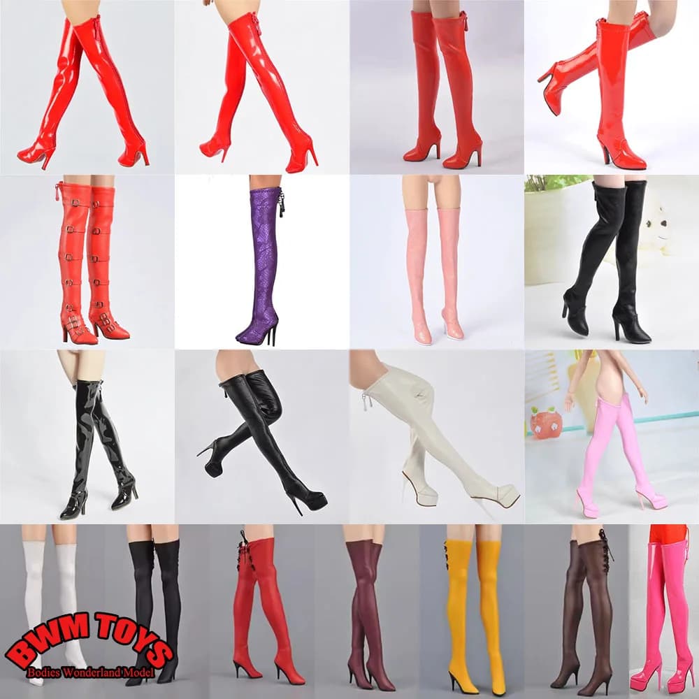 1/6 Fashion Woman Neil Mechanical 2b Sister Long Boots Over the Knee High Shoes Solid/Hollow Inside Model for 12'' Action Figure