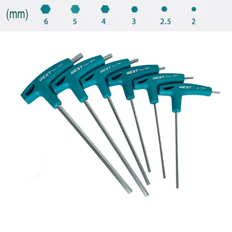 Vis à clé hexagonale à poignée en T outils de réparation de vélo tournevis 2/2mm, 3mm, 4mm, 5mm, 6mm, 8mm, 1 pièce, 6 pièces