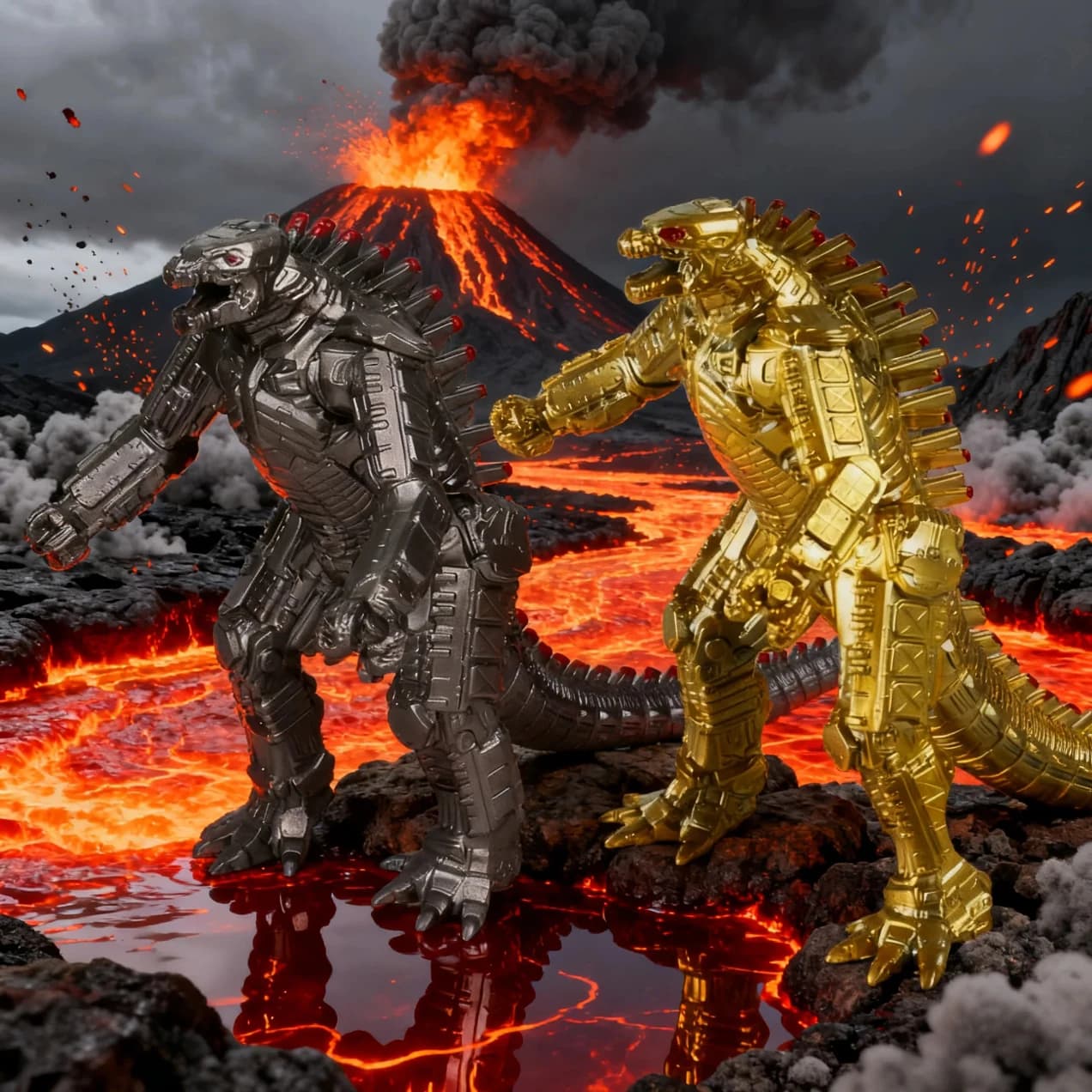 Gold Mechagodzilla Vs Kong Giant Godzilla Toy 7 Inches Action Figure King of The Monster Movable Joints Dinosaur Boy Kids Gift