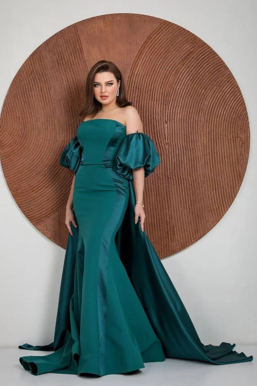 Evening Dresses 2024 Hunter Green Mermaid Long Off Shoulder Short Sleeves Formal Prom Gowns Women with Skirt Custom Made