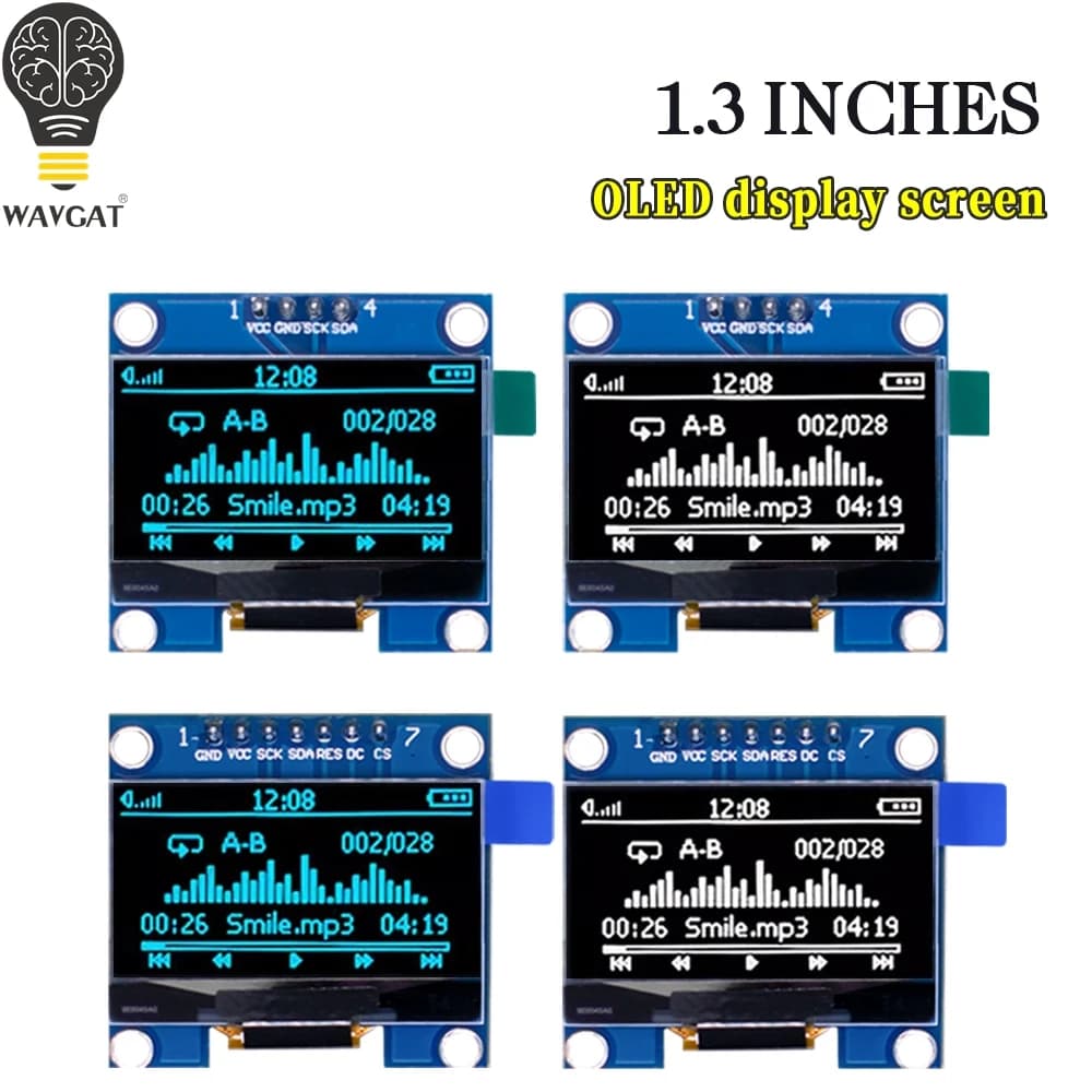1.3" OLED Module 1.3 inch LCD LED 12864 Display Screen White/Blue 128X64 SPI/IIC I2C SH1106 4Pin 7Pin 128*64 Bare Board