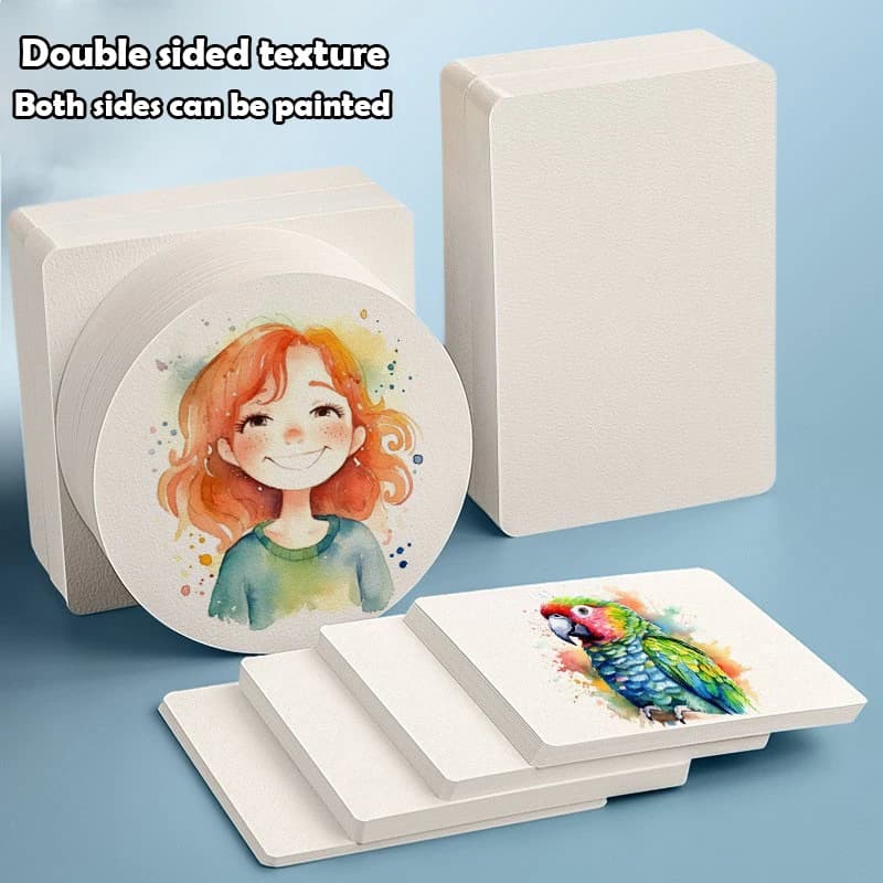 Watercolor paper postcard 300g fine art painting square round watercolor paper in coarse grain wood pulp blank cardboard