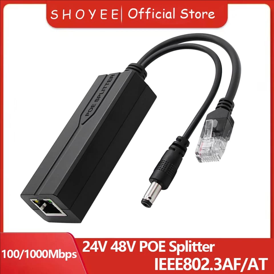 POE Splitter 24V/48V to 12V/5V IEEE 802.3af Output Power Over Ethernet Splitter Adapter Security System (Plug and Play)