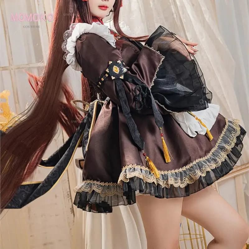 Game Genshin Impact HuTao Cosplay Hu Tao Costume DOUJIN Lolita Maid Costume Christmas Outfit Halloween Dress Cosplay Role Play