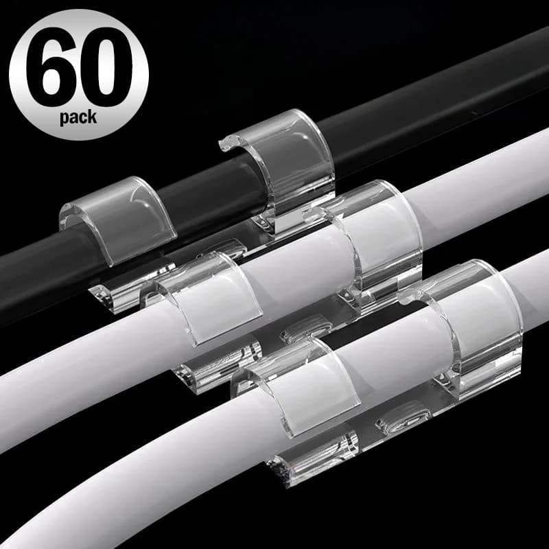 1-60Pcs Self-Adhesive Cable Clips Organizer Drop Wire Holder Cord Management for Ethernet Cable TV PC Under Desk Car Wire Clip