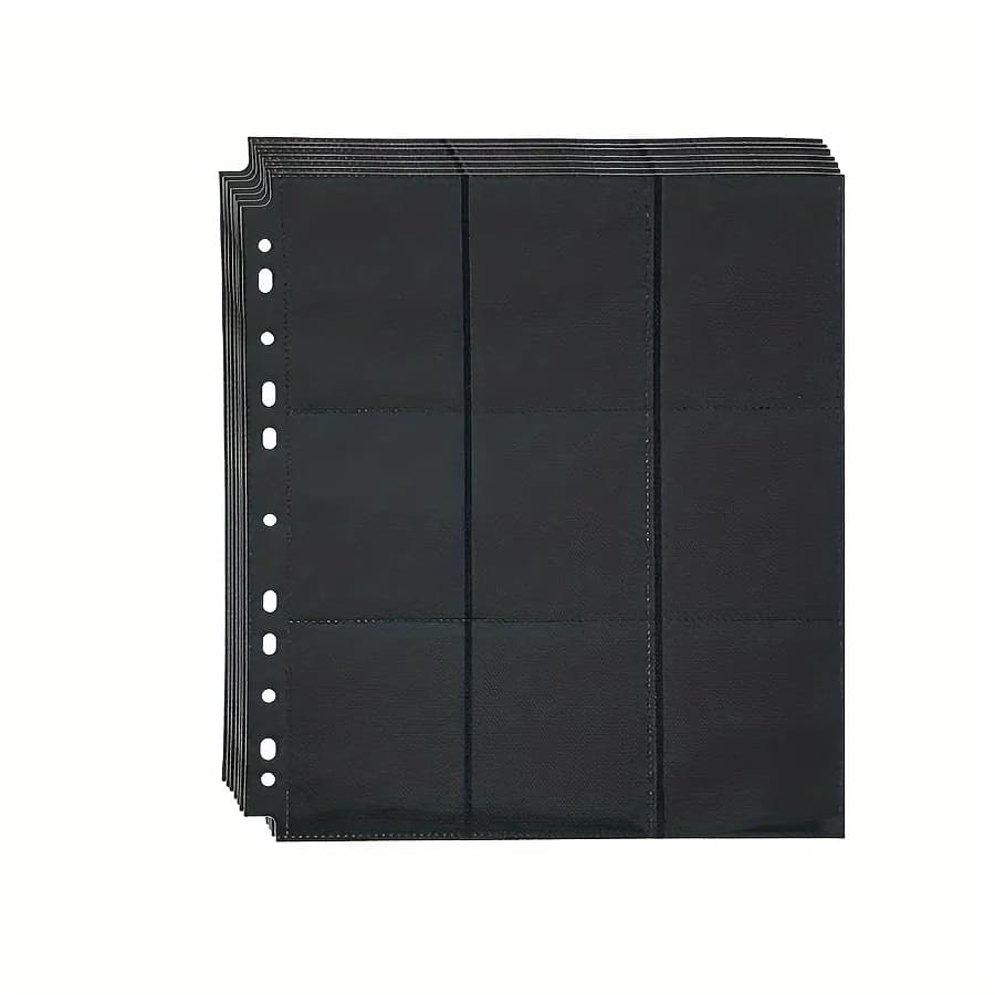 10Pack Black 9-Pocket A4 Trading Card Binder Pages Storage Wallet - Double-Sided Side-Loading Pockets for 180 Game Card
