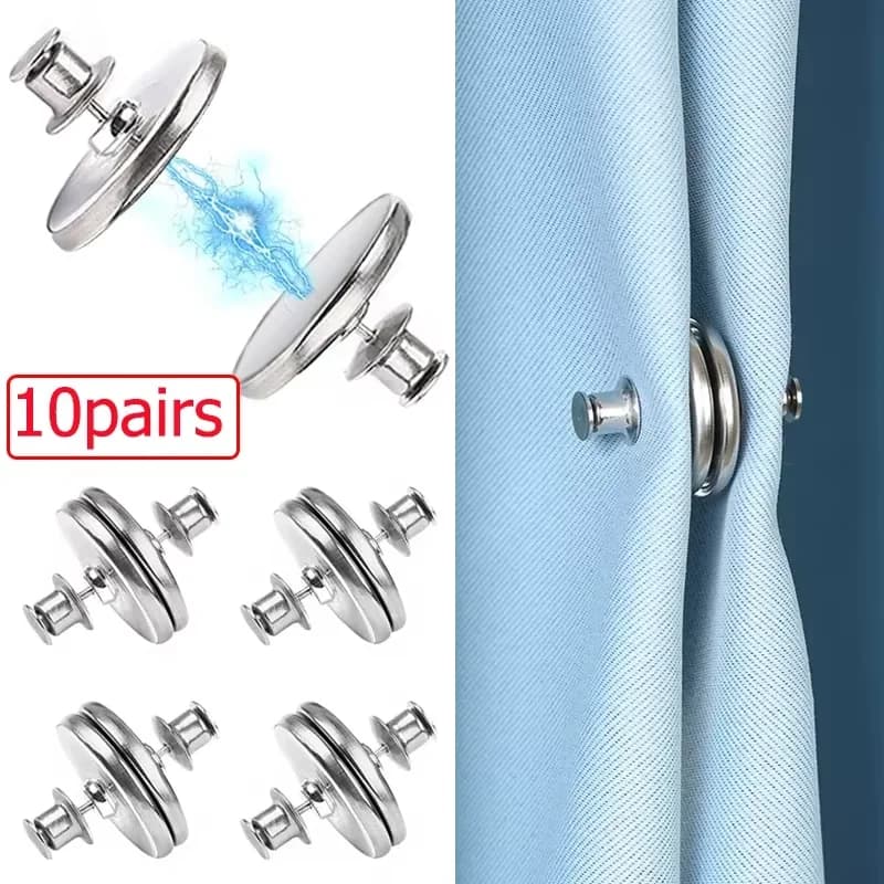 4/8Pairs Curtain Magnetic Button Detachable Curtain Fix Fastener Clip Prevent Light Adjustment Window Screen Close Magnet Buckle