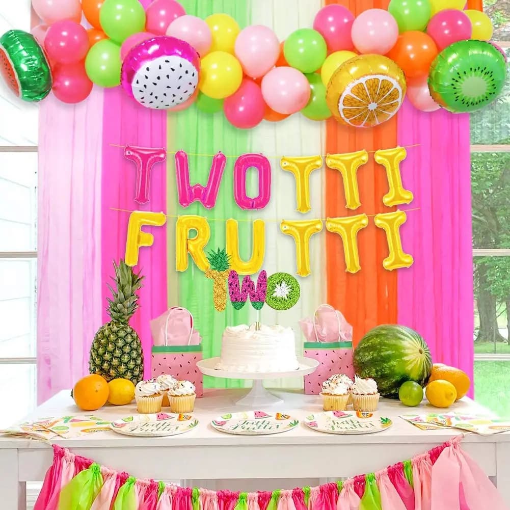 1 Set Tutti Frutti Theme Party Decorations Colorful Balloons Arch Garland Kit Fruit Foil Balloon Summer Tropical Birthday Decor