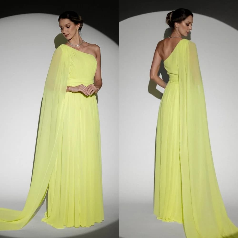 Customized High Quality Pleat A-line One-shoulder Long Dresses Cocktail Exquisite Sizes Available Matching